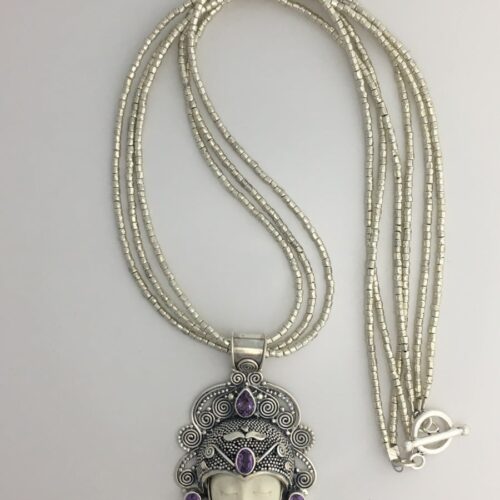 Sterling Silver - Amethyst Face Pendant