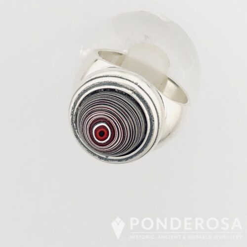 Fordite Ring - Red Swirl