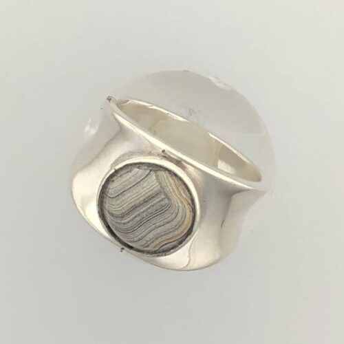 Fordite Ring - Light Grey