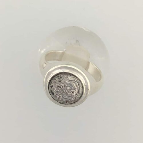 Fordite Ring - Round Gray
