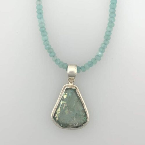 Roman Glass Necklace - Blue Triangle