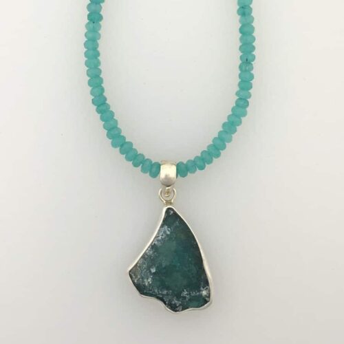 Roman Glass Necklace - Dark Teal Traingle