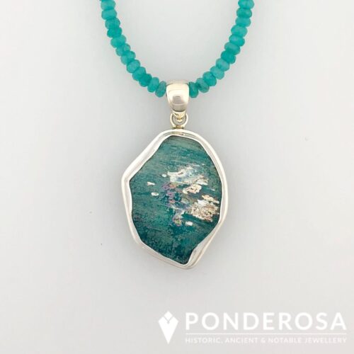 Dark Blue Roman Glass - White Patina