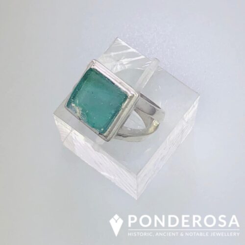 Raw Roman Glass Ring - Square