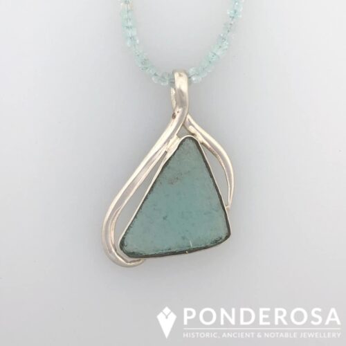 Roman Glass Necklace - Aqua Triangle