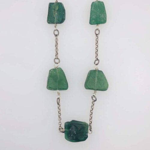 Raw Roman Glass Necklace - Green