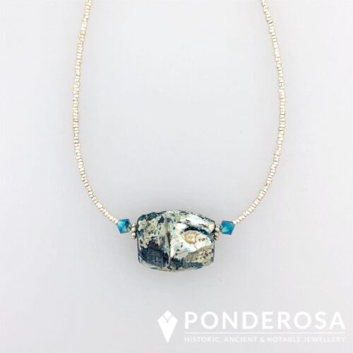 Raw Roman Glass Necklace - Blue