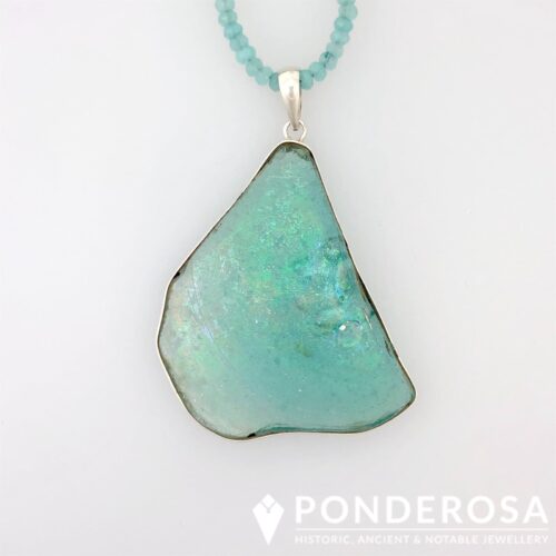 Roman Glass Necklace - Aqua Patina