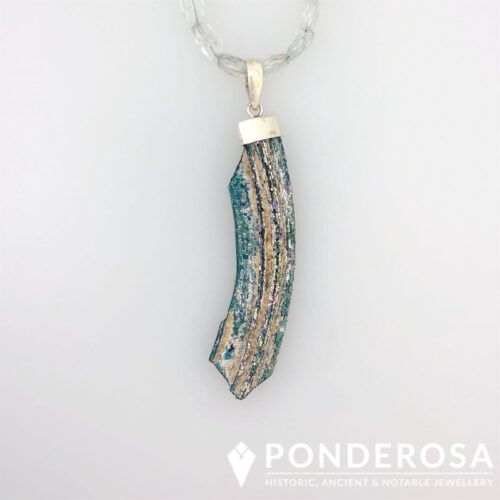 Roman Glass Rim - Aquamarine Stones