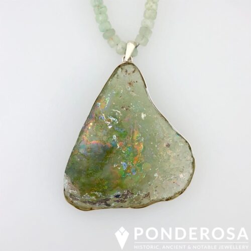 Roman Glass Necklace - Green Patina