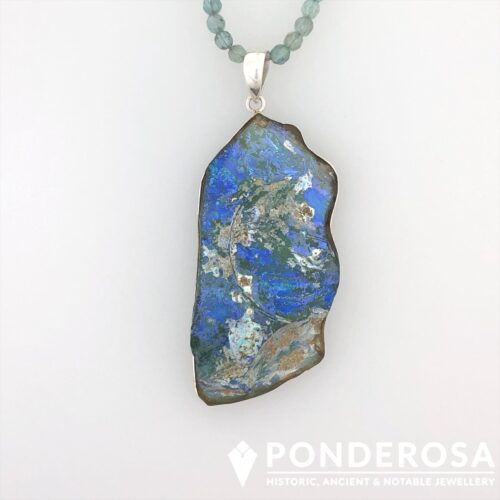 Roman Glass Necklace - Bright Blue Patina
