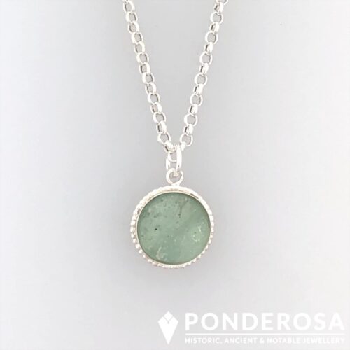 Roman Glass Pendant - Round Blue