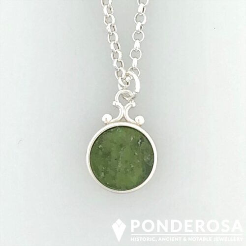 Roman Glass Pendant - Round Green