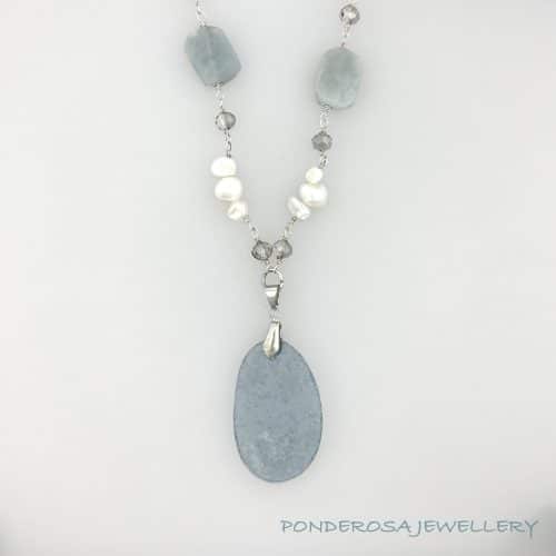 Roman Glass, Aquamarine & Pearls