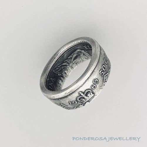 Silver Coin Ring - Fifty Cent (1965 - Patina)