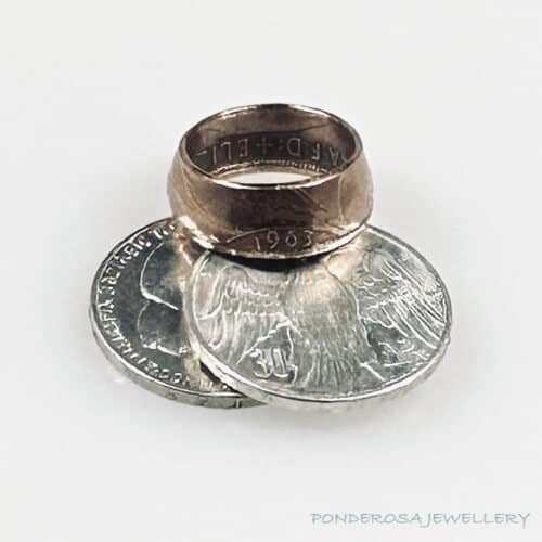 Great Britain One Penny Coin Ring - (1963)