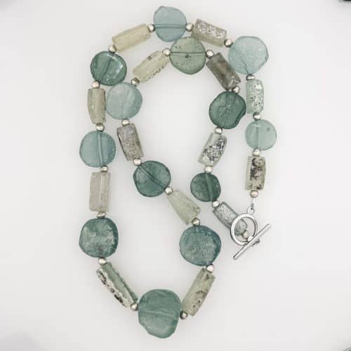 Natural Roman Glass Necklace - Blue & Green