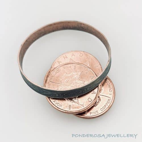 Copper Coin - Bangle Bracelet (Blue Patina)