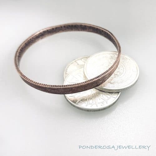 Copper Coin - Bangle Bracelet (Thin)