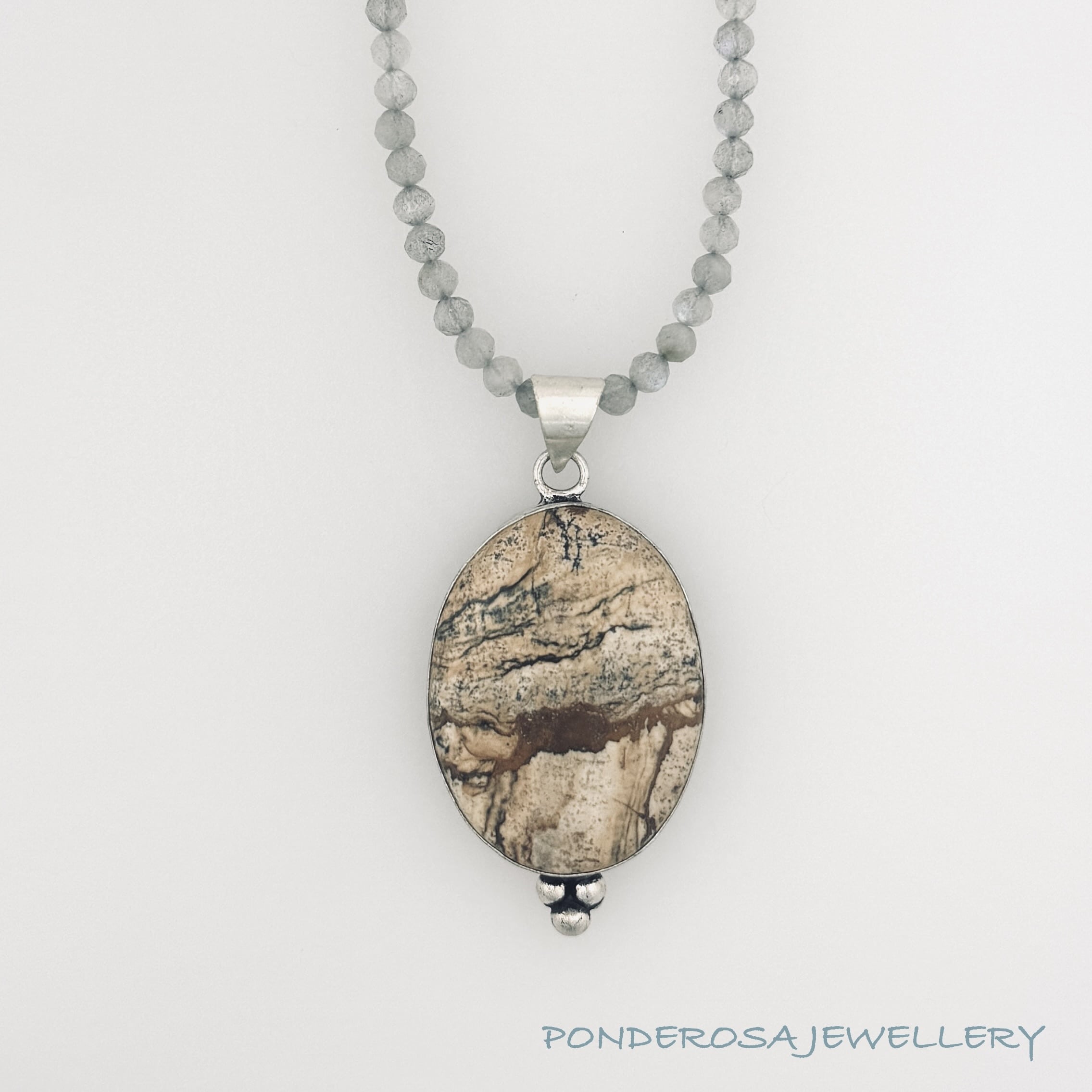 Labradorite and Picture Jasper Stone Necklace