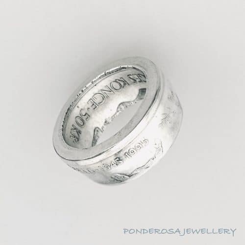 Silver Coin Ring - Norway (50 Kroner - 1995)