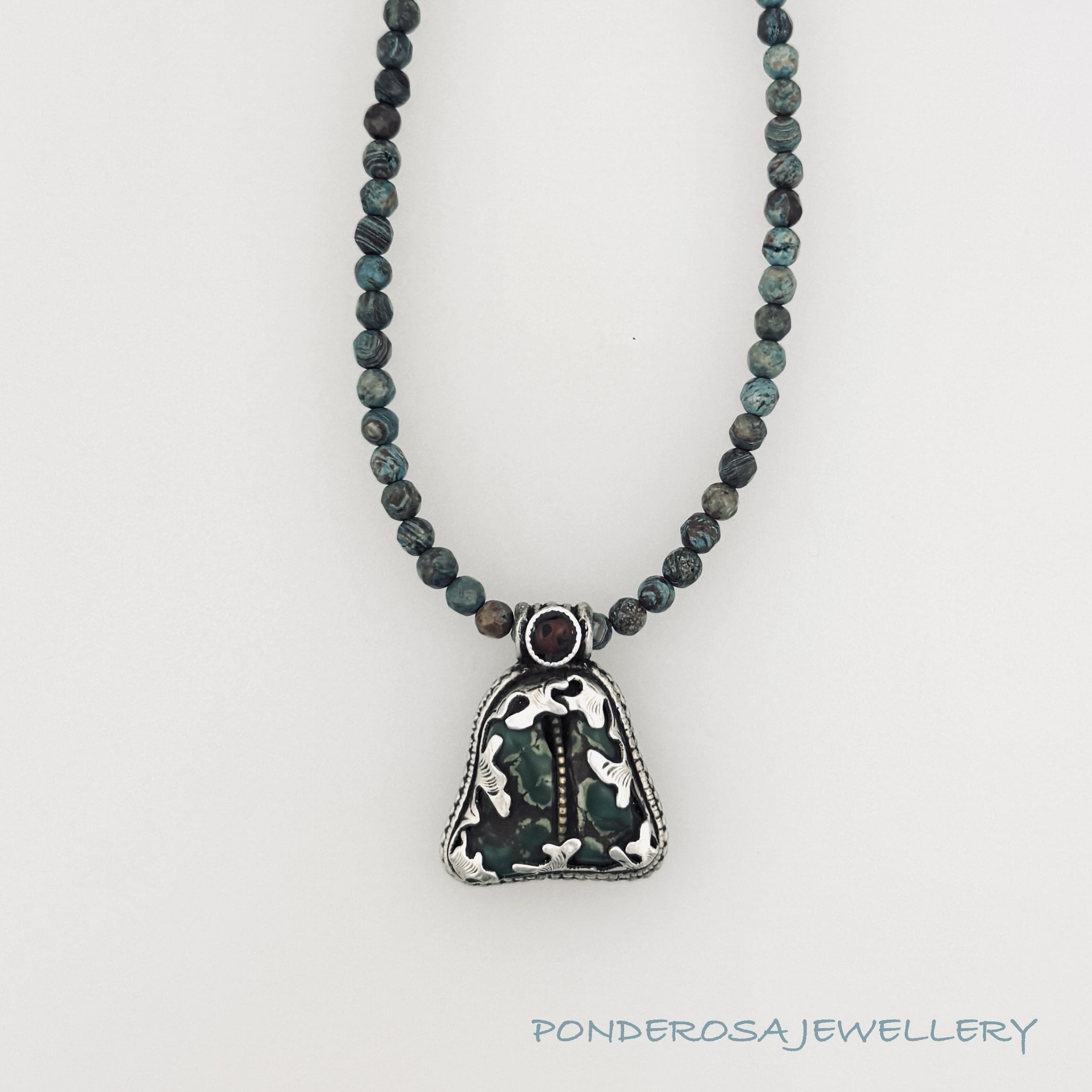 Tibetian Stone Pendant - Sterling