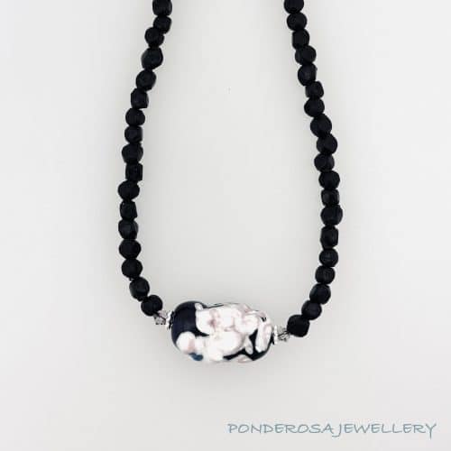 Venetian Glass - Black & Pink Crumb