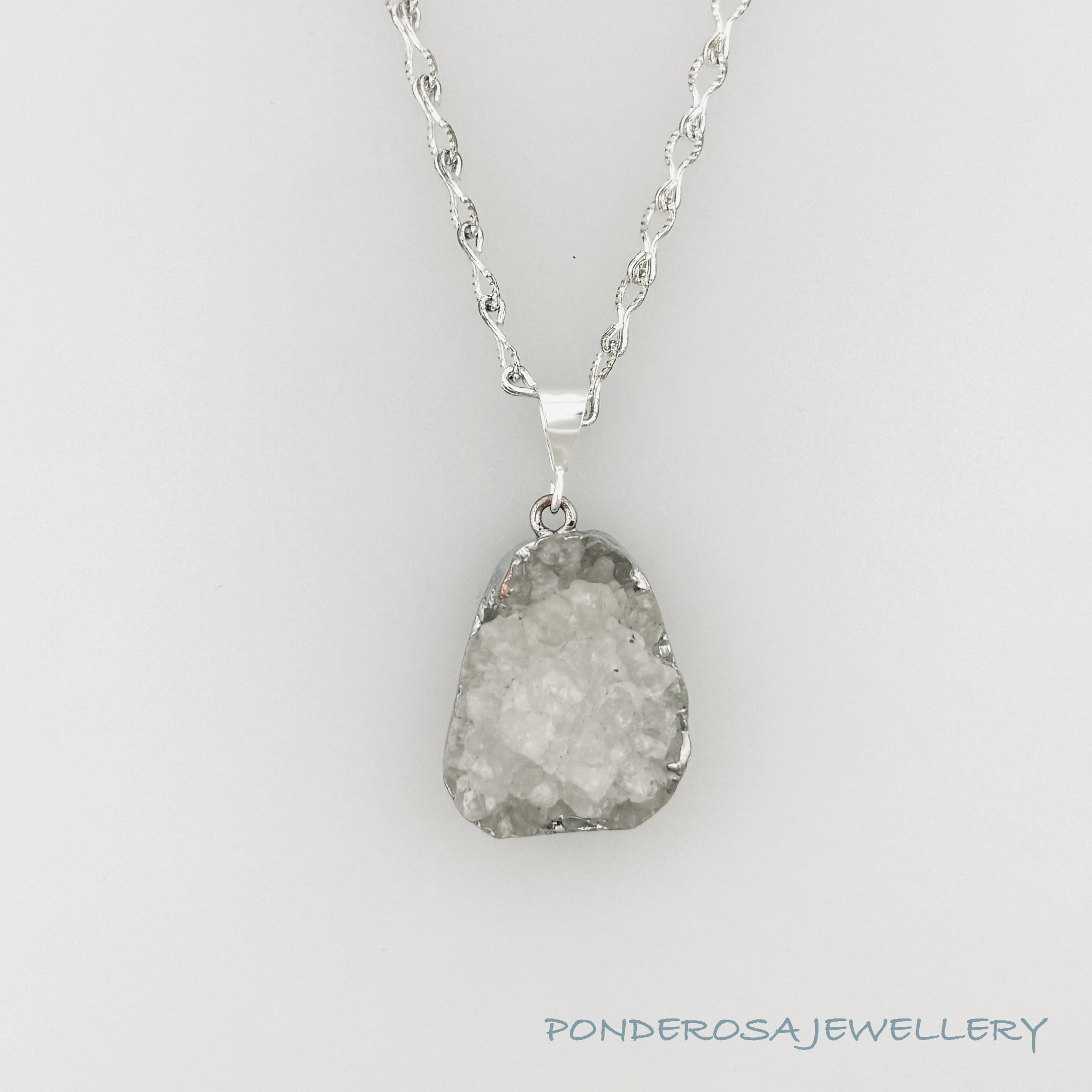 White Druzy Stone Necklace